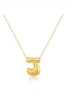 Gold Plated NEW with Box Balloon “J” Initial Charm Necklace with Box